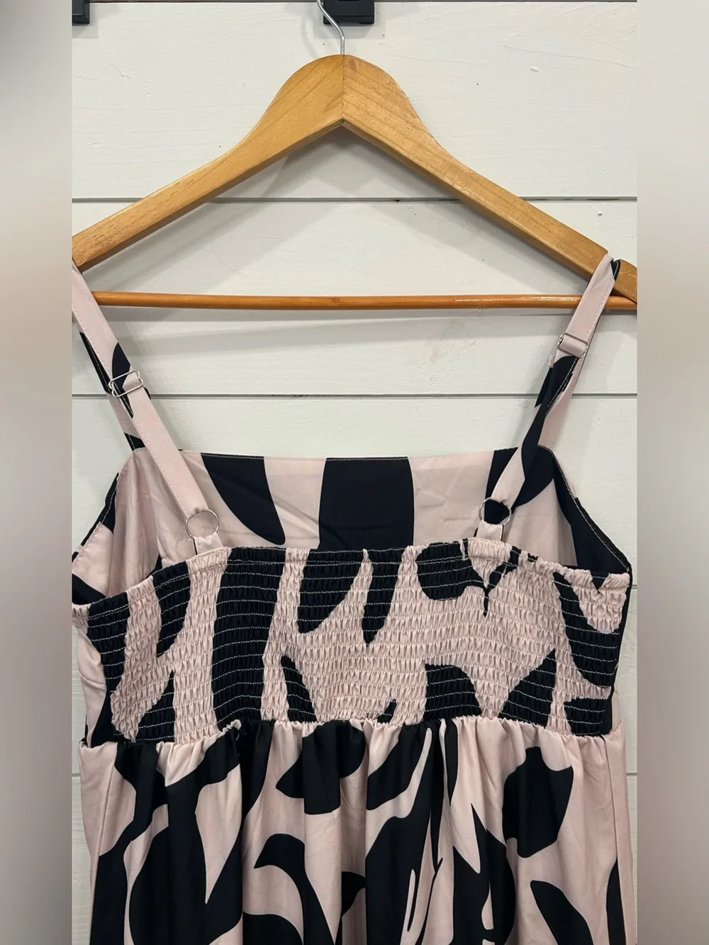 SHEIN Pale Pink and Black Abstract Tiered Maxi Dress - Picture 3 of 4